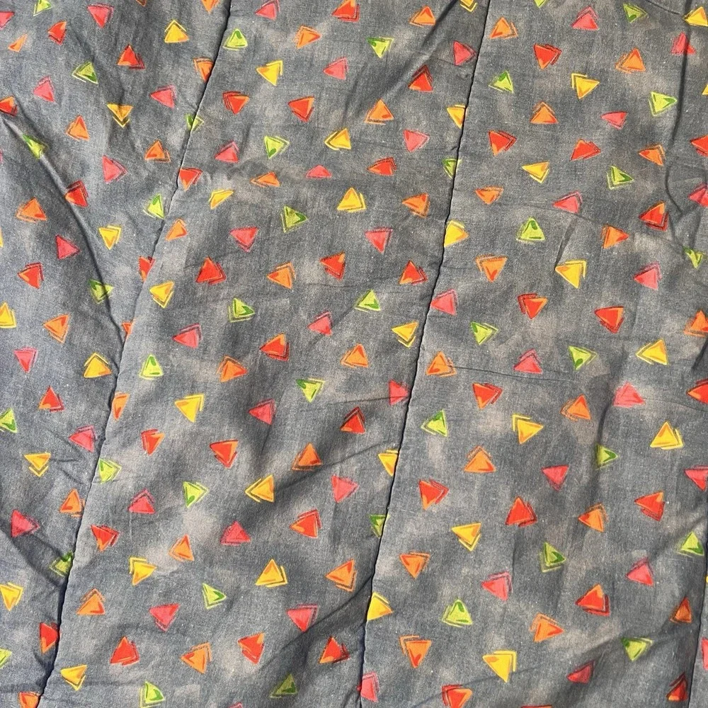 Vtg Concord Fabric Blanket Farm Animal 41x43 Kessler Crib Quilt 90s Y2K Folk Art